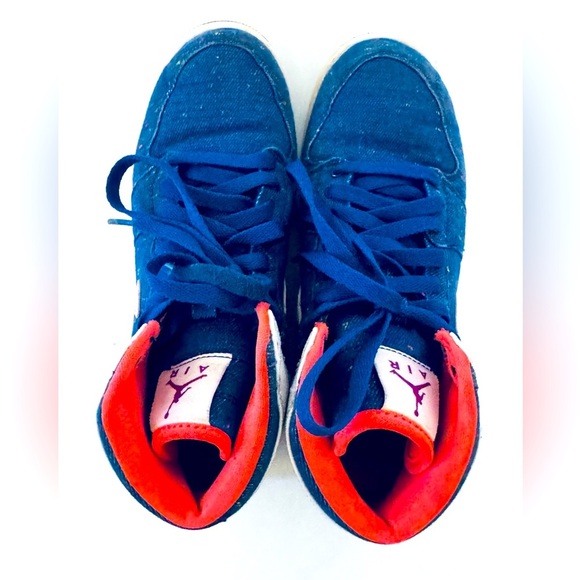 NIKE Jordan Retro High Denim Sneakers Deep Royal - Picture 15 of 16